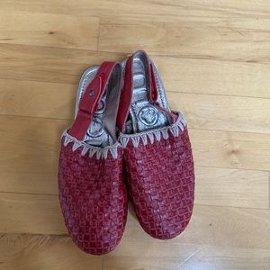 Mou Italian Leather Red Clogs